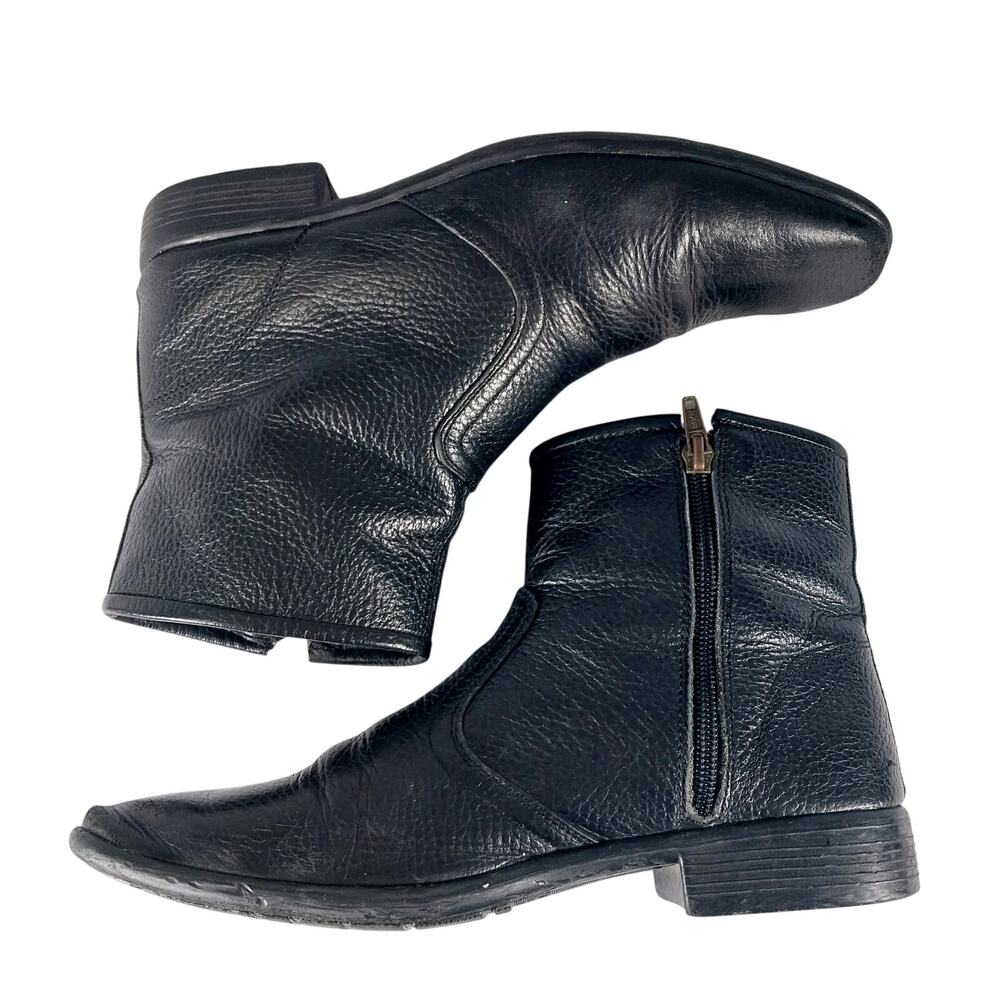 ALFARO! COLOMBIAN MADE BLACK GENUINE LEATHER NIPPED TOE ZIPPER BOOTS! SZ 7.5M